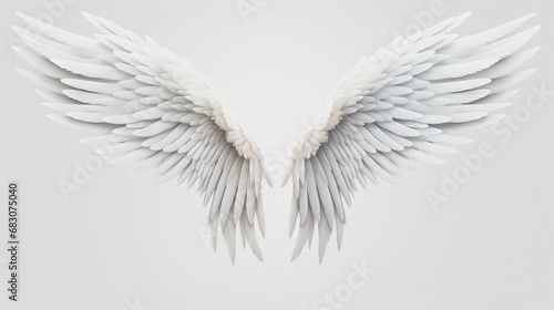 White Angel Wings Isolated Against a White Background