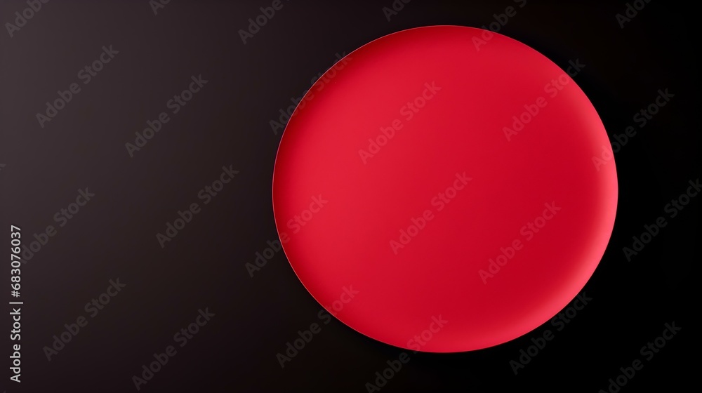 Ruby round Paper Note on a black Background. Brainstorming Template with Copy Space
