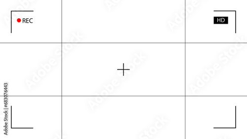 Video camera viewfinder . Camera display full hd format. Video filming screen vector template.