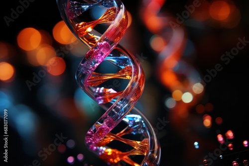 colorful bright DNA helix model