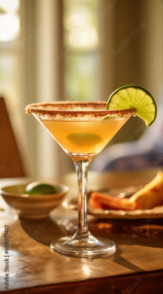 a spicy margarita mocktail in a home setting. Luxury a spicy margarita mocktail in a home setting. Luxury