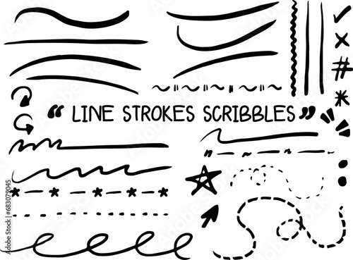 Line strokes scribbles dooddle drawing