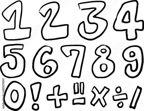 Kid pencil Handrawing Number 