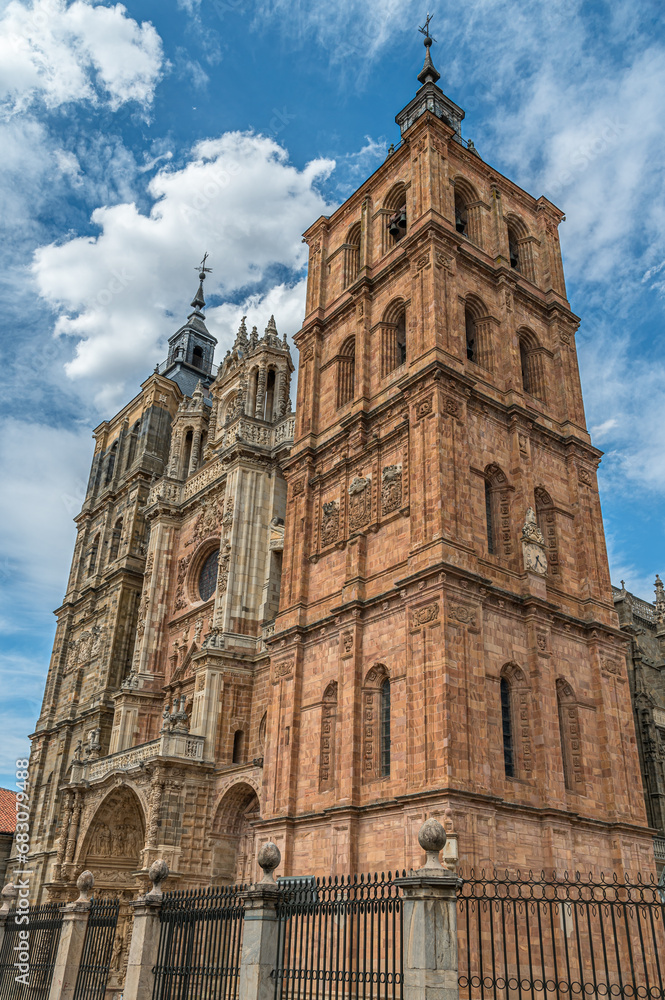 View of the Gothic cathedral of Astorga, Spain
