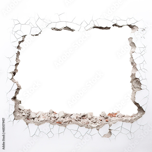Hole over transparent background of white wall