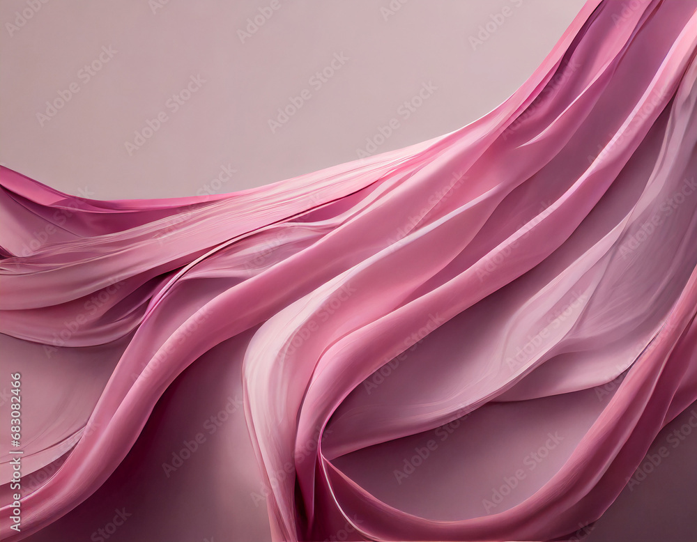 Obraz premium pink silk long waves abstract background narrow. to the side for wallpaper