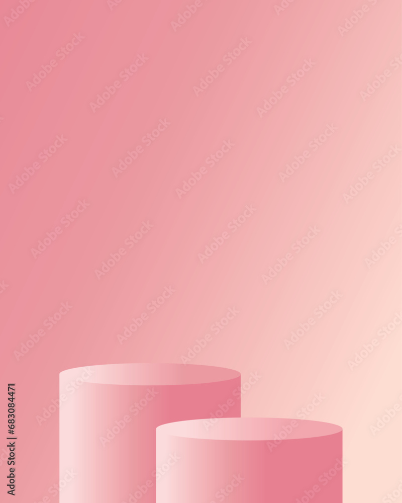 3d pink podium in pink studio room. Realistic vector 3d cylinder podium pedestal, two stages with vertical shape background, eps 10. 3d pink podium in pink studio room. Realistic vector 3d cylinder podium pedestal, two stages with vertical shape background, eps 10.