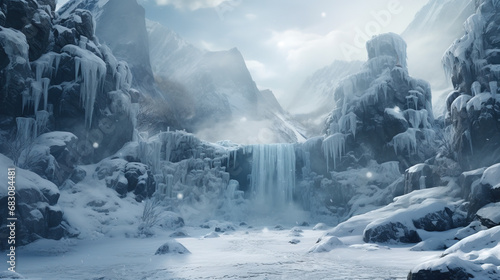 landscape frozen water waterfalls