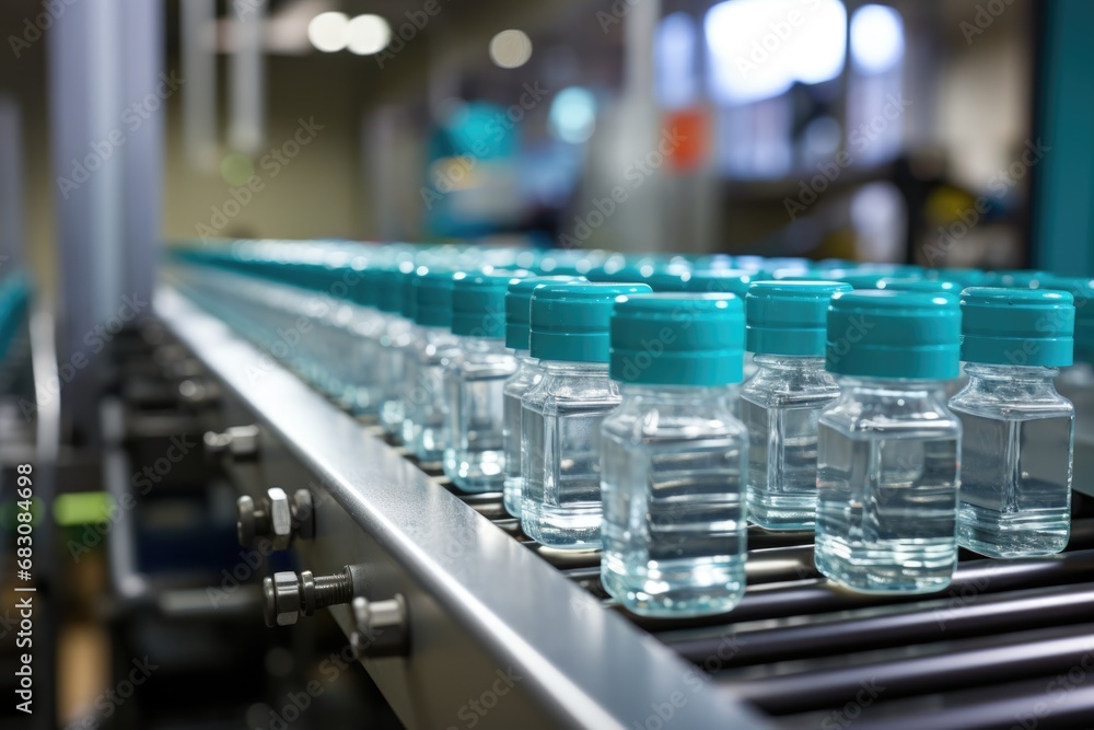 Cutting-Edge Vaccine Production: A photo captures the cutting-edge approach to vaccine production on an industrial conveyor belt, symbolizing progress in healthcare innovation Cutting-Edge Vaccine Production: A photo captures the cutting-edge approach to vaccine production on an industrial conveyor belt, symbolizing progress in healthcare innovation