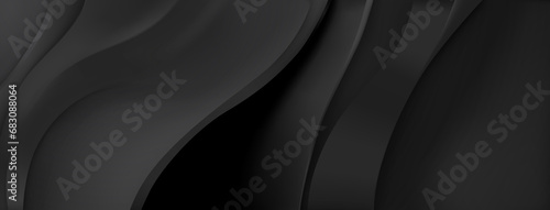 Abstract background with wavy folds in black colors