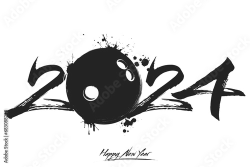 Happy New Year 2024 and bowling ball