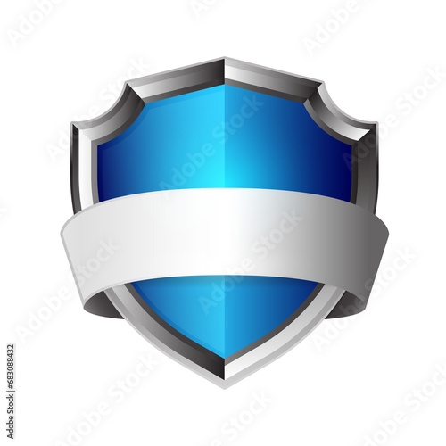 metal blue shield with metal ribbon for your text
