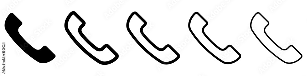 Phone icons set. Contact us icon. Telephone symbol. Handset phone icon. Phone icons set. Contact us icon. Telephone symbol. Handset phone icon.