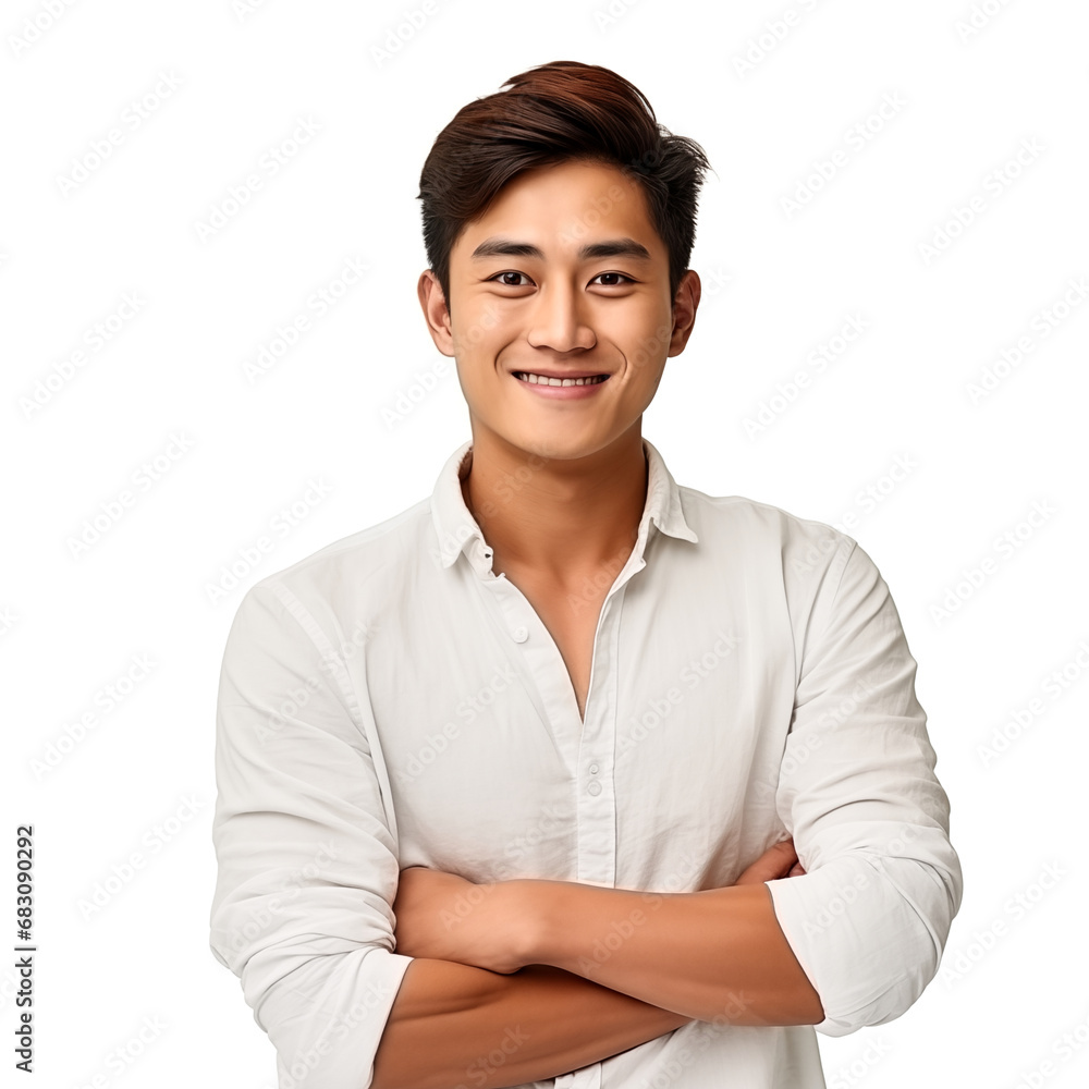portrait of young asian male man . white background . generative ai portrait of young asian male man . white background . generative ai