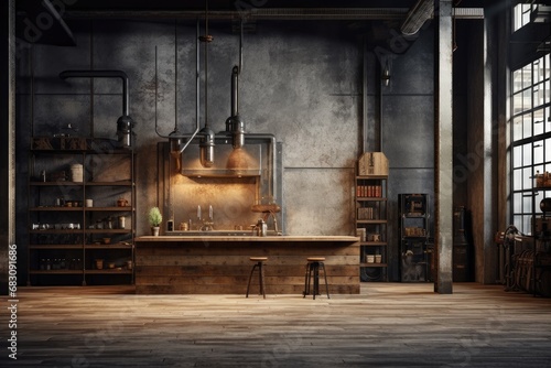 Capturing Creativity: Industrial Photography Studio with Wood and Concrete Elegance © ChaoticMind