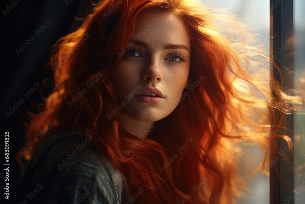 Canvas of Elegance: Portrait of a Red-haired Irish Artist in her Cinematic Art Studio Canvas of Elegance: Portrait of a Red-haired Irish Artist in her Cinematic Art Studio
