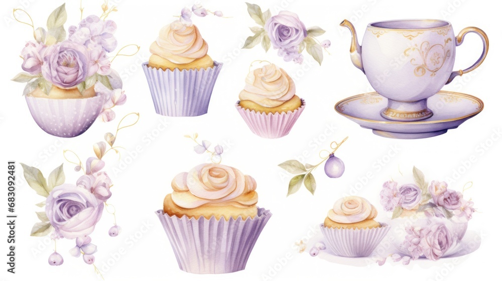 A bunch of cupcakes with different designs on them A bunch of cupcakes with different designs on them