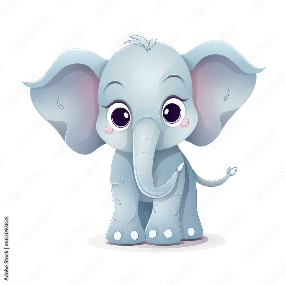 Cute Cartoon Baby Elephant Illustration for Children's Books and Nursery Decor