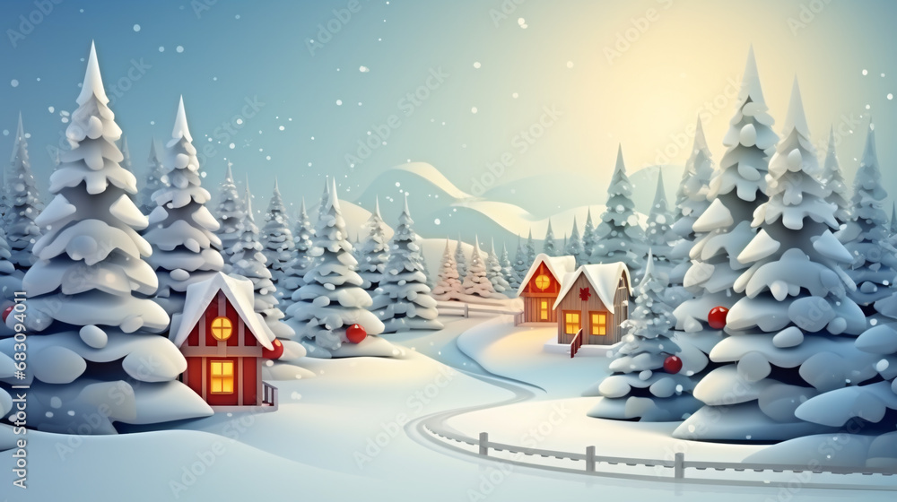 Fototapeta premium Ready to use Christmas holiday flat vector style postcard, with holiday feelings, in the holiday spirit.