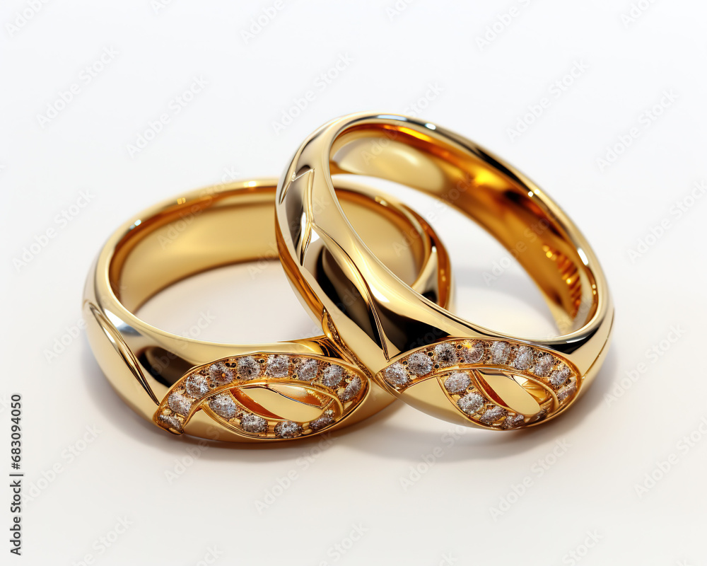 golden pair of rings heart for wedding and valentine, diamonds golden pair of rings heart for wedding and valentine, diamonds