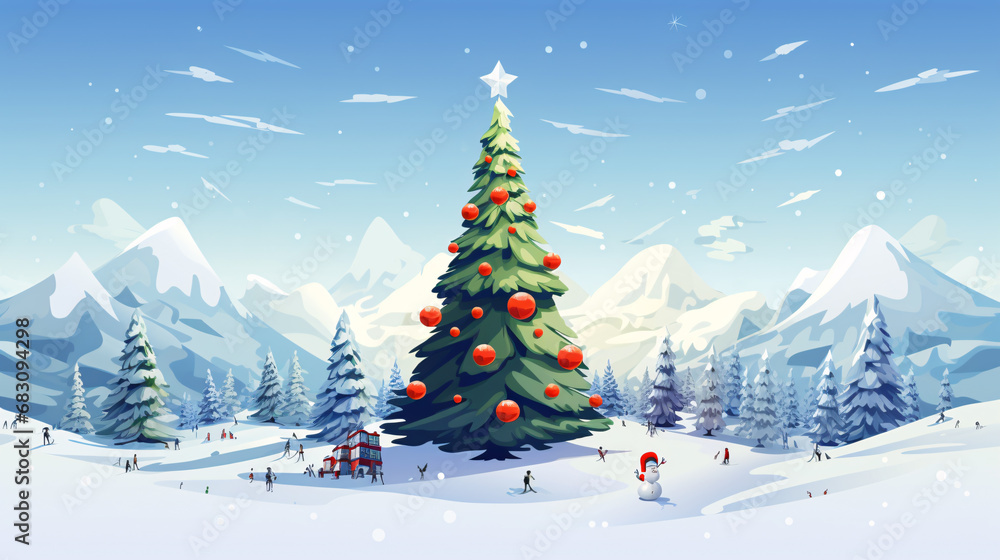 Fototapeta premium Ready to use Christmas holiday vector postcard, with holiday feelings, in the holiday spirit.