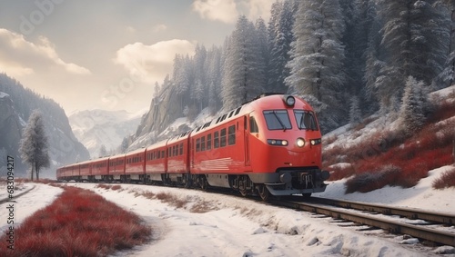 train in the snow generated by AI