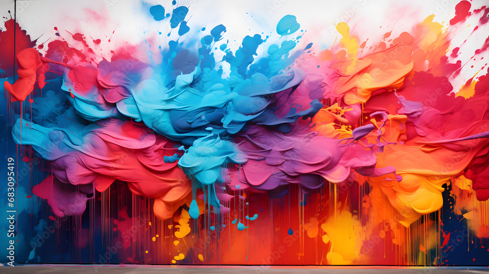 Colorful Abstract Graffiti on the wall. Street ART - obrazy, fototapety, plakaty 
