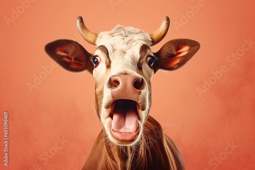 shocked bull with surprised eyes, concept of Expression of astonishment