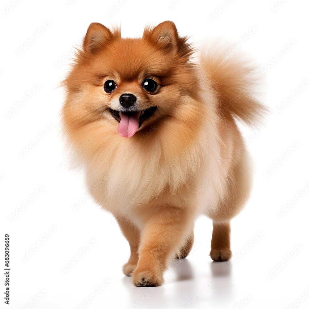 Pomeranian Dog Isolated on White Background - Generative AI