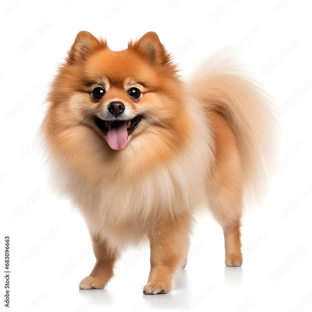 Pomeranian Dog Isolated on White Background - Generative AI