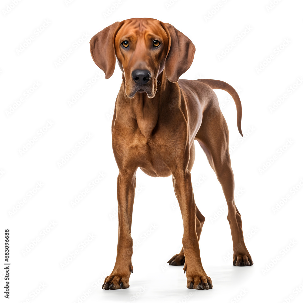 Redbone Coonhound Dog Isolated on White Background - Generative AI