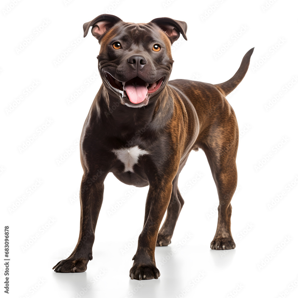Staffordshire Bull Terrier Dog Isolated on White Background - Generative AI