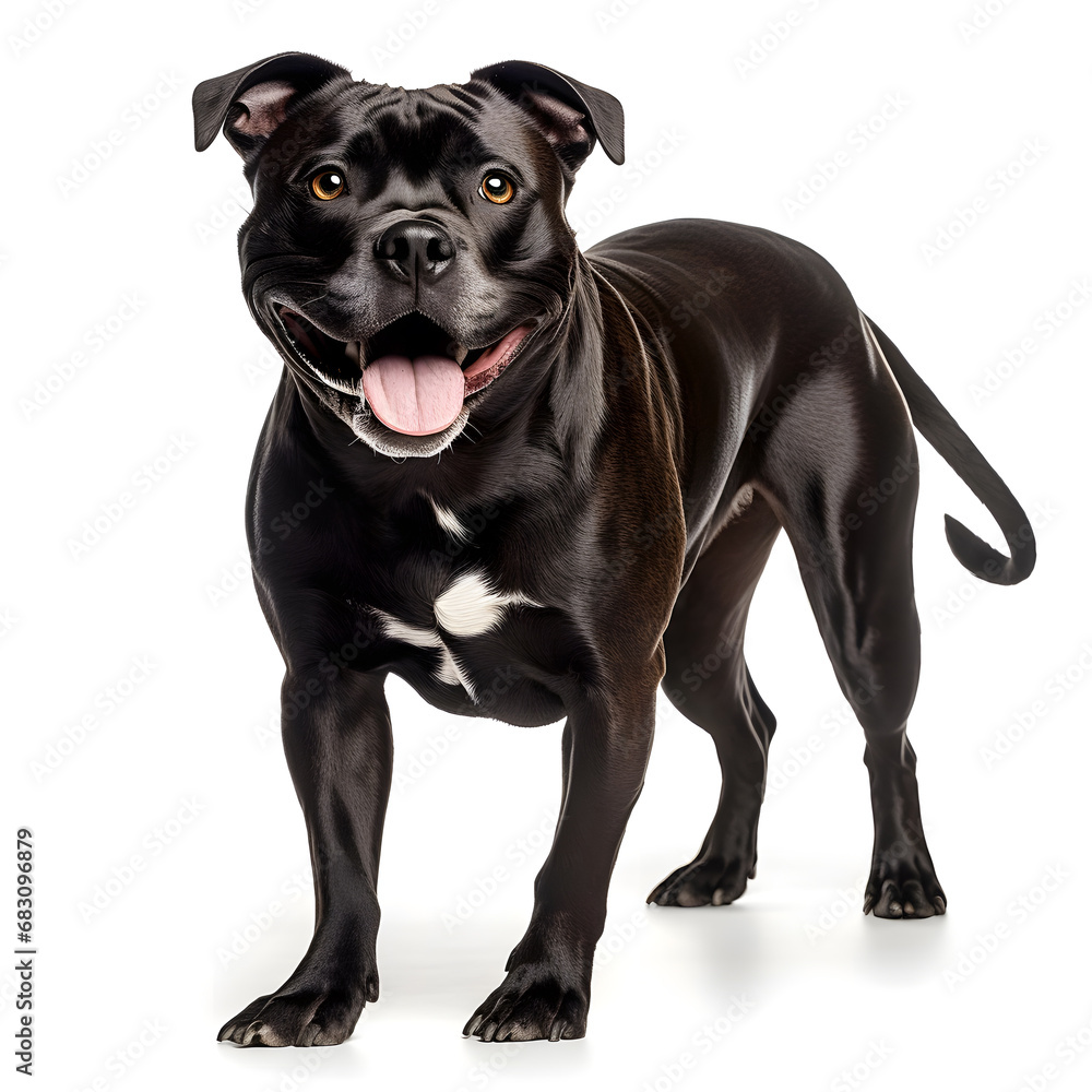Staffordshire Bull Terrier Dog Isolated on White Background - Generative AI