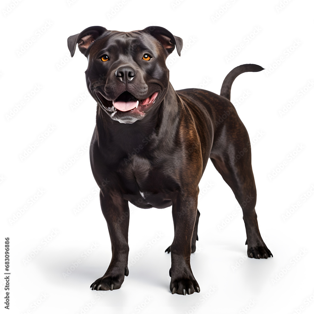 Obraz premium Staffordshire Bull Terrier Dog Isolated on White Background - Generative AI