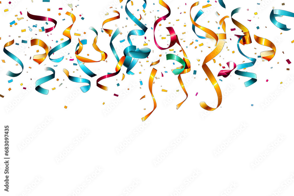 Fototapeta premium Luxury Small Confetti And Ribbons Full Color Falling Scattered On Transparent Background