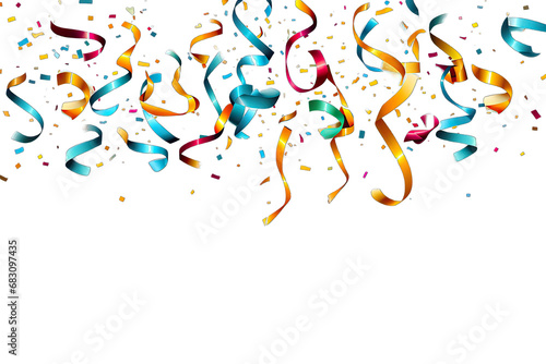Luxury Small Confetti And Ribbons Full Color Falling Scattered On Transparent Background