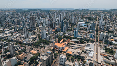 Imagem aérea do centro e da Catedral Santo Antonio em Chapecó Santa Catarina photo