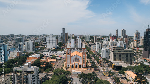 Imagem aérea do centro e da Catedral Santo Antonio em Chapecó Santa Catarina photo