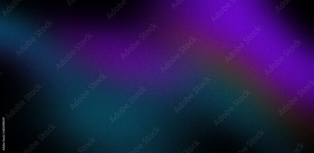 Fototapeta premium Neon dark blue purple orange green abstract blurred grainy background for website banner. Color gradient, ombre, blur. Desktop design. Large, wide template, pattern. Colorful, mix, bright, fun pattern