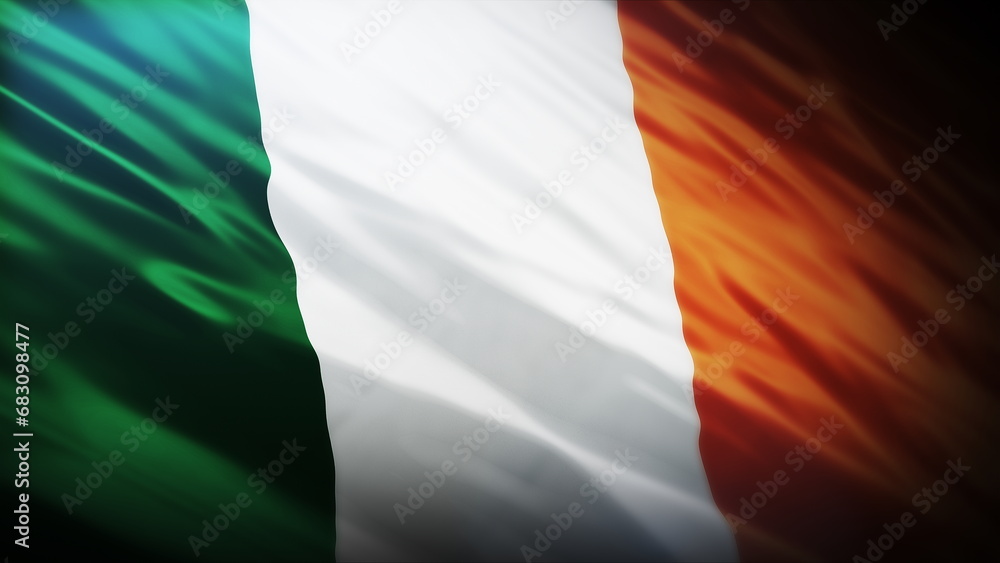 Naklejka premium 3d rendering illustration of Ireland flag waving