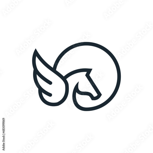 simple outline of a pegasus horse head