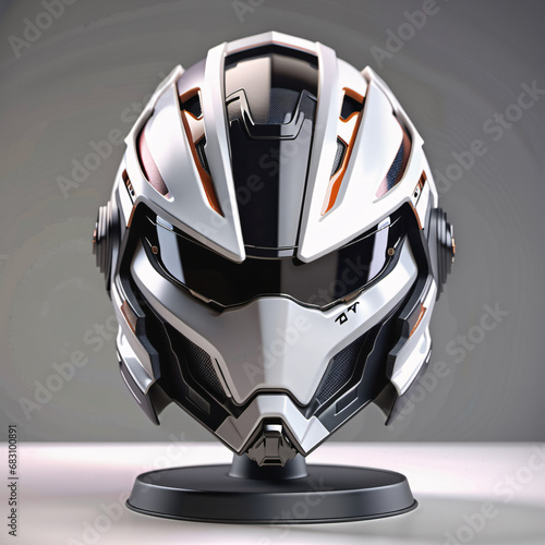 mecha robotic concept futuristic bike motorcycle full face helmet