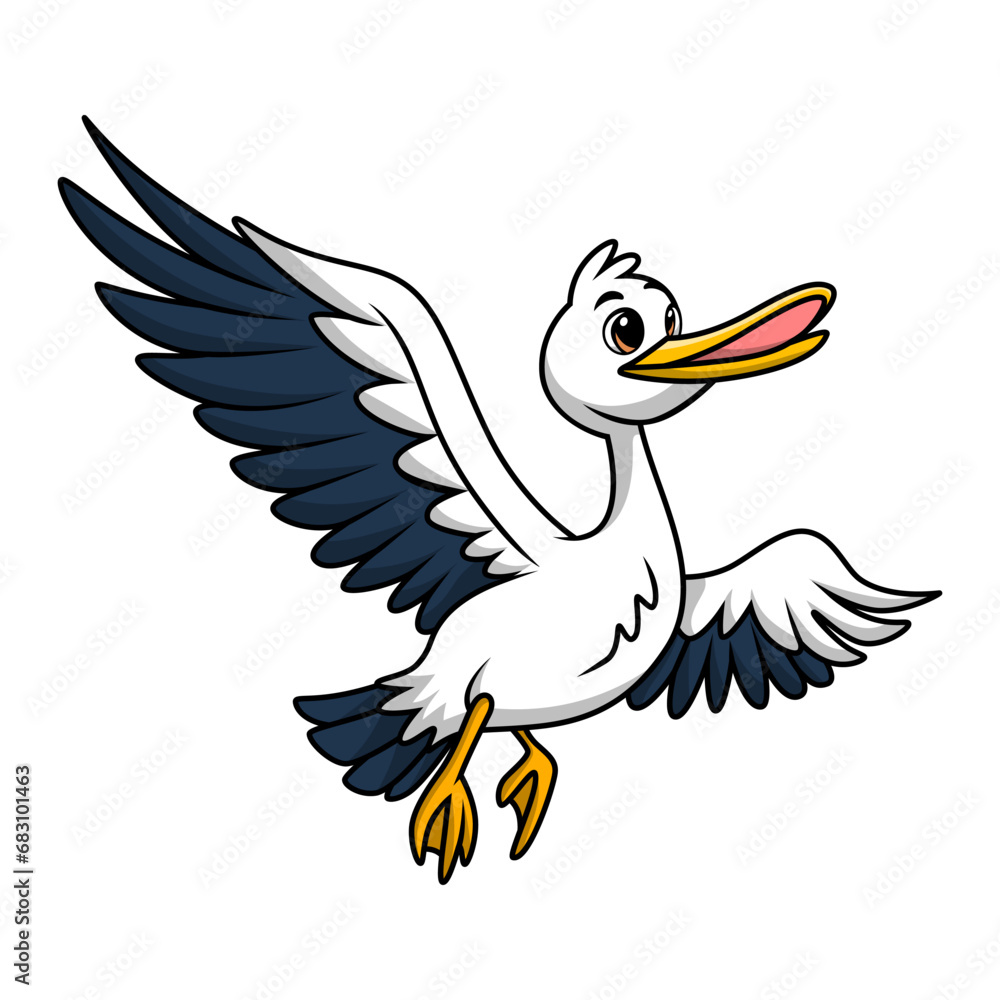 Cute stork cartoon on white background Cute stork cartoon on white background