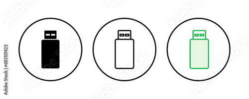 Usb icon set. Flash disk icon vector