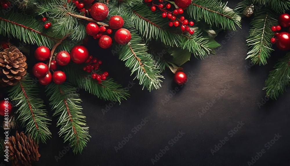 Christmas background with snow fir tree. View with copy space Christmas background with snow fir tree. View with copy space