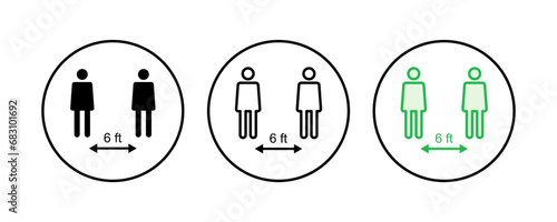 Social distance icon set. social distancing icon. self quarantine sign