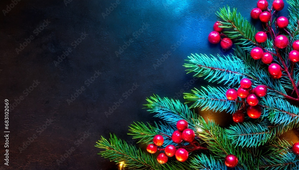 Christmas background with snow fir tree. View with copy space
Christmas background with snow fir tree. View with copy space