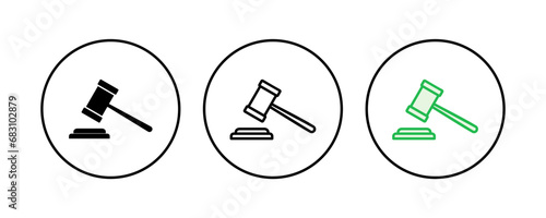 Gavel icon set. judge gavel icon vector. law icon vector. auction hammer