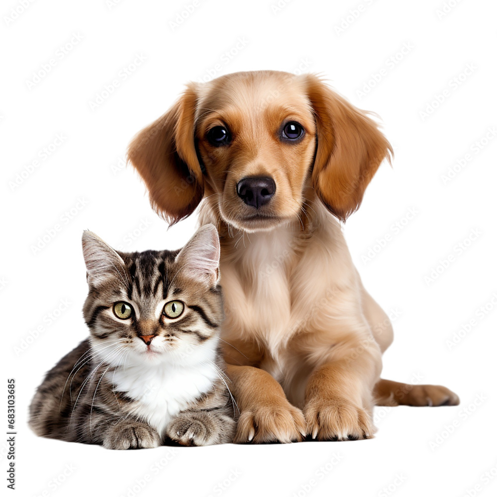 cat and puppy on transparent background PNG image