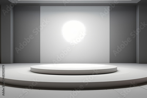 3d empty white stage or podium
